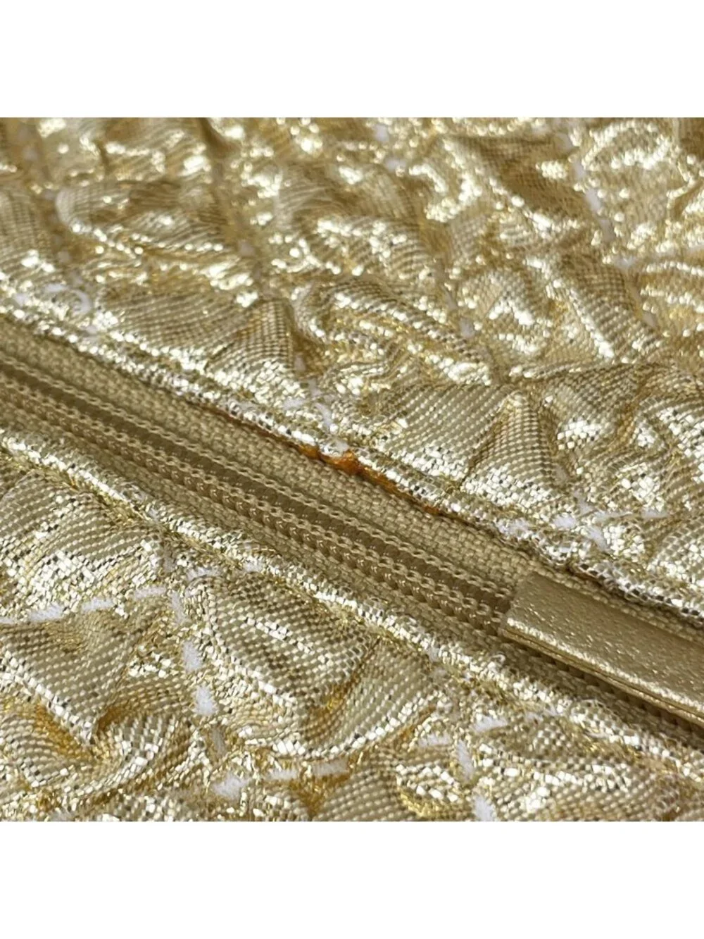 Chanel Shoulder Bag CC Logo Double Flap Fabric Gold